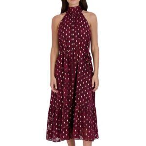 DONNA RICCO - HALTER NECK TIERED MIDI DRESS